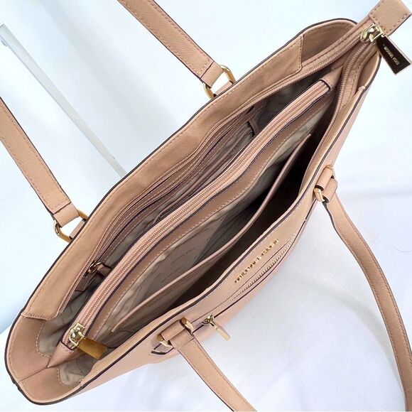 Michael Kors Frame Out Item Saffiano Leather Large North South Tote in Oyster - Picture 10 of 14